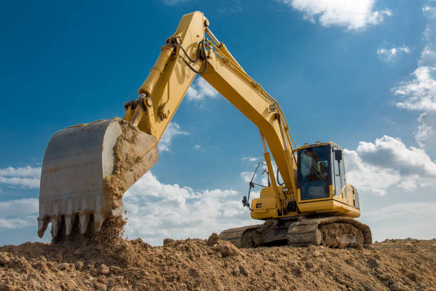 Crawler excavator working on an earthmoving site